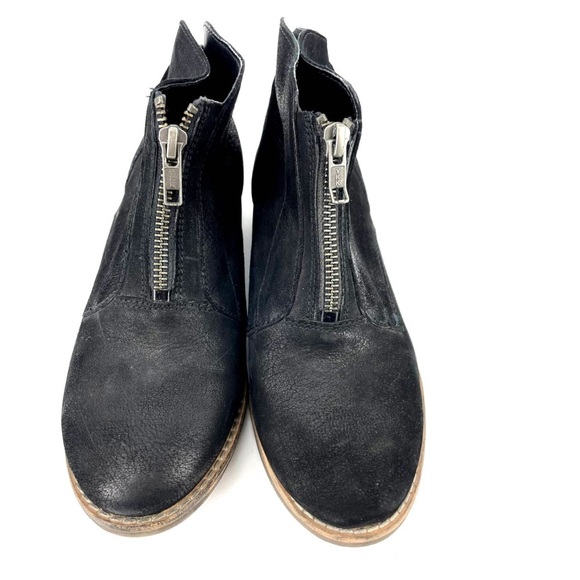 Diba Black Leather Front Zipper Ankle Booties Size 9.5 - Picture 5 of 14